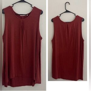 Soft Surroundings rust color Relaxed Pleated Tank Top flowy boho bohemian